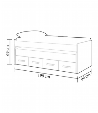 Cama Juvenil Doble 2 Cajones. Blanco Alpes/Basalt
