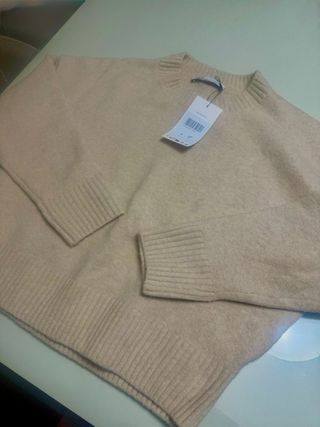 Jersey Zara beige lana suave Talla S