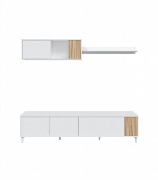 Mueble de Salón 200 cm. Blanco Artik/Natur