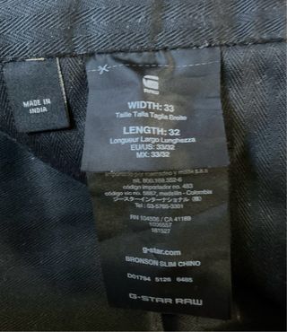 Pantalón chino de hombre de G-Star Raw (W33/L32)