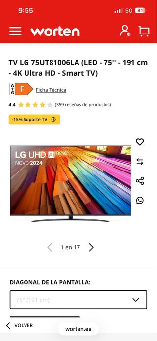 TV LG 75UT81006LA 75 4K UHD Smart TV