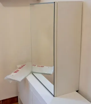 Mueble de Baño Espejo Blanco con estantes de crist