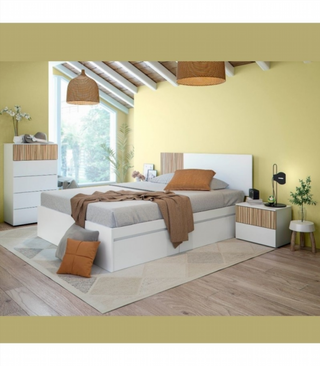 Cabecero con 2 Mesitas De Noche. Blanco Artik Y N