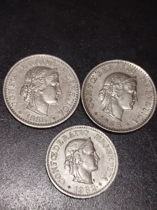 Lote 3 Monedas Suizas Confederatio Helvetica