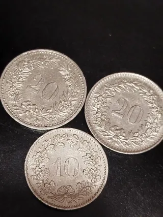Lote 3 Monedas Suizas Confederatio Helvetica