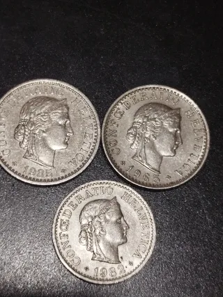 Lote 3 Monedas Suizas Confederatio Helvetica