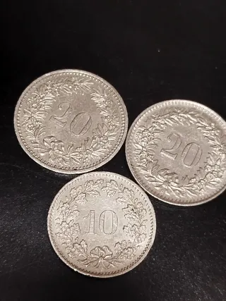Lote 3 Monedas Suizas Confederatio Helvetica