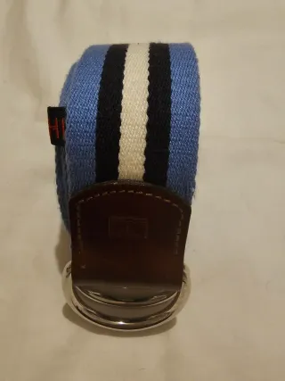 Cinturón Tommy Hilfiger Rayas Azul Blanco Negro