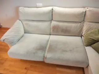 Sofá chaiselongue tela beige/gris