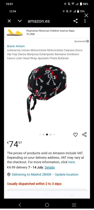 Gorro Pirata Calaveras y Parche Ojo