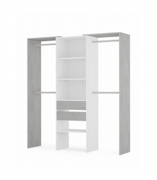 Kit  Vestidor 179 cm. Blanco Artik/Cemento
