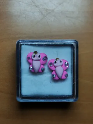 Pendientes infantiles mariposa rosa
