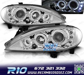 FAROS RENAULT MEGANE 99-02 OJOS ANGEL FONDO CROMO