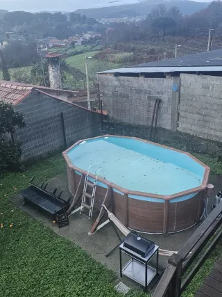 Piscina GRE ovalada madera y plástico