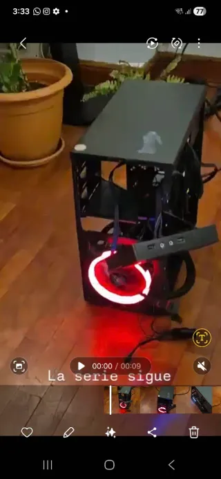 Torre PC Gaming Negra con Luces LED Rojas