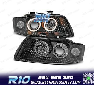 FAROS OJOS ANGEL AUDI A4 B6 00-04 HALOGENOS FONDO NEGRO