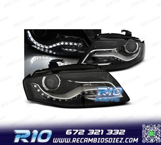 FAROS AUDI A4 B8 07-11 LUZ DIURNA DRL FONDO NEGRO