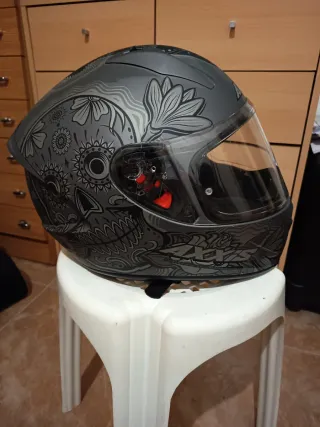Casco Moto Axxis Diseño Calavera Flores