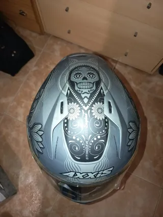 Casco Moto Axxis Diseño Calavera Flores