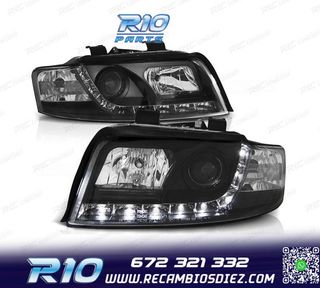 FAROS AUDI A4 B6 00-04 FONDO NEGRO LUZ DIURNA LED