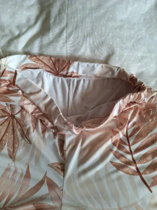 Pantalón campana floral vintage beige Talla S