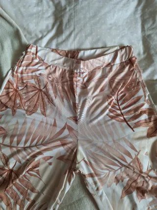 Pantalón campana floral vintage beige Talla S