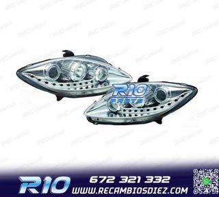 FAROS SEAT LEON ALTEA TOLEDO 04-09 FONDO CROMO LUZ DIURNA LE