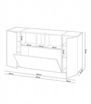 Aparador Buffet 3 Puertas. Cemento/Blanco Artik