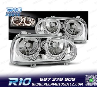 FAROS VOLKSWAGEN VW GOLF 3 OJOS ANGEL FONDO CROMO H7 H7