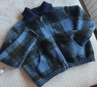 Chaqueta Zara Bomber Cuadros Azul/Negro