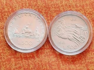 2 Lire 500 Argento Biga e Caravelle