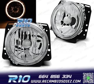 FAROS VOLKSWAGEN VW GOLF MK2 83-91 OJOS ANGEL FONDO CROMO H4