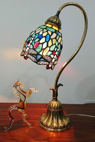 Lámpara Tiffany Libélulas Cristal y Metal