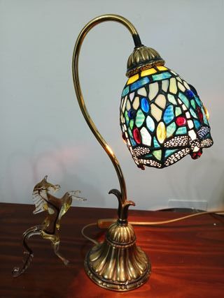 Lámpara Tiffany Libélulas Cristal y Metal