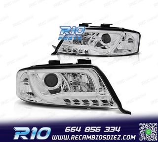 FAROS AUDI A6 4B 01-04 LUZ DIURNA TUBE LIGHT FONDO CROMO