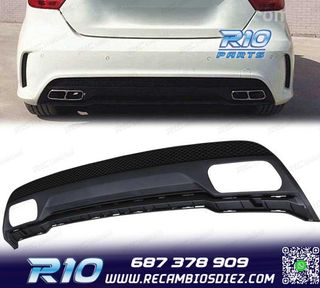 DIFUSOR MERCEDES CLASE A W176 12-18 LOOK AMG A45 DOBLE SALID