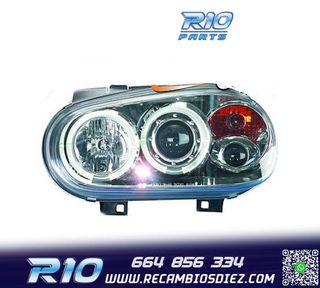 FAROS VOLKSWAGEN VW GOLF 4 OJOS ANGEL FONDO CROMO