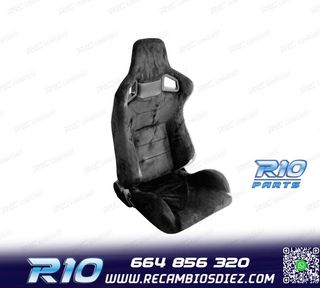 KIT ASIENTO DEPORTIVO SEMI BAQUET LOOK RS ALCÁNTARA NEGRA