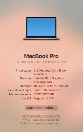 MacBook Pro 13” 2018 Plata