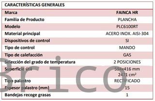 Plancha Gas Acero Rectificado Serie 100 - PLC6100RT
