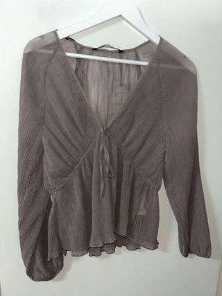 Blusa Zara Transparente Lila Talla M