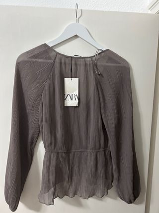 Blusa Zara Transparente Lila Talla M