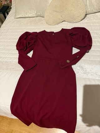 Vestido fiesta manga abullonada botones