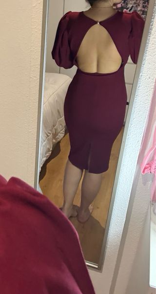 Vestido fiesta manga abullonada botones