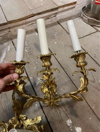 Pareja Apliques Bronce Dorado Años 70