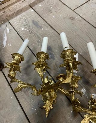 Pareja Apliques Bronce Dorado Años 70