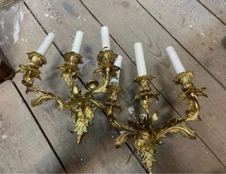 Pareja Apliques Bronce Dorado Años 70