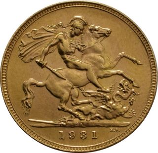 Moneda Oro 1931 Jorge V matando al dragón