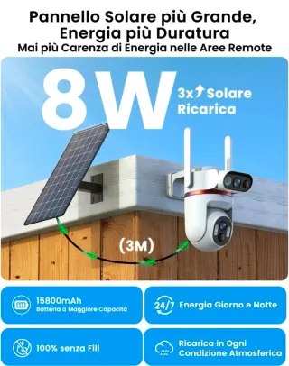 Telecamera 4G con Pannello Solare 8W
