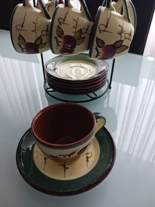Juego de café de cerámica con soporte NO.  ENVIO.